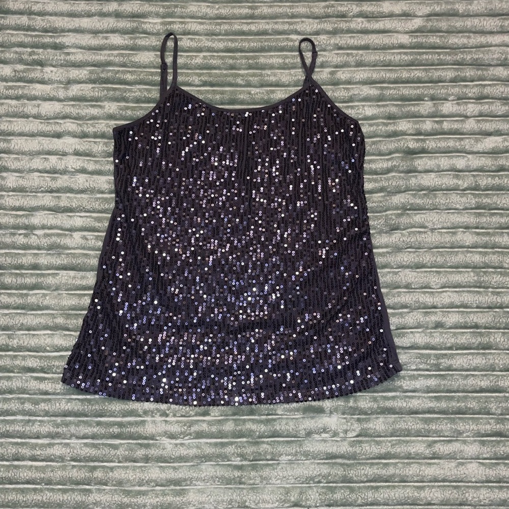 Grey sequin tank top